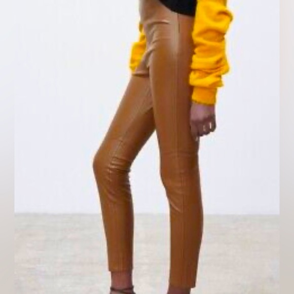Zara Women's High-Waisted Faux Leather Leggings - Picture 1 of 5